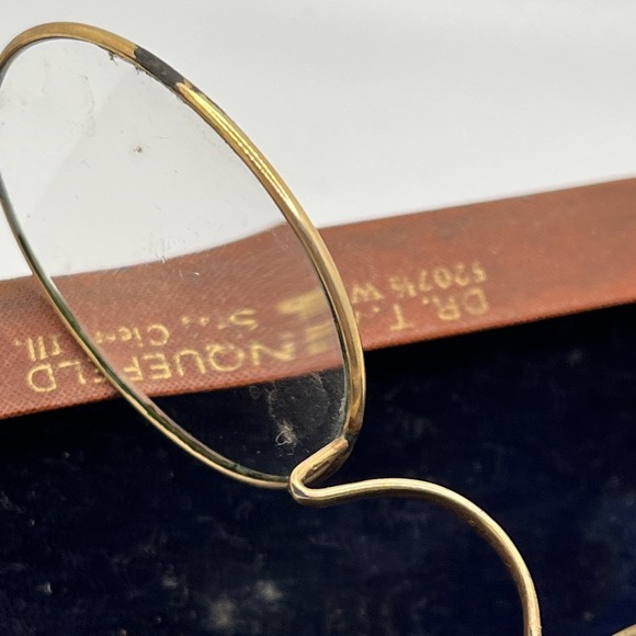 Antique‎ Wire Rim "Windsor" Spectacles Saddle Bridge Gold/ Brass Color with Case - Picture 11 of 16